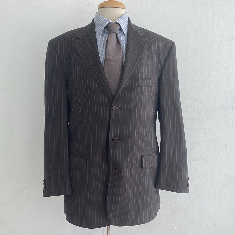 Vitale Barberis Canonico/Umberto Ferrari Super120’s Brown Pinstripe Suitcoat 42R